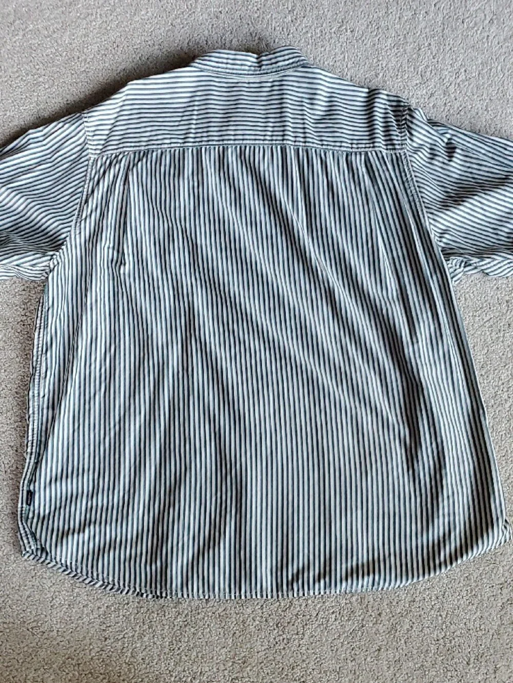 The North Face Men's Black, Green & White Vertical Stripe Button-Down Shirt